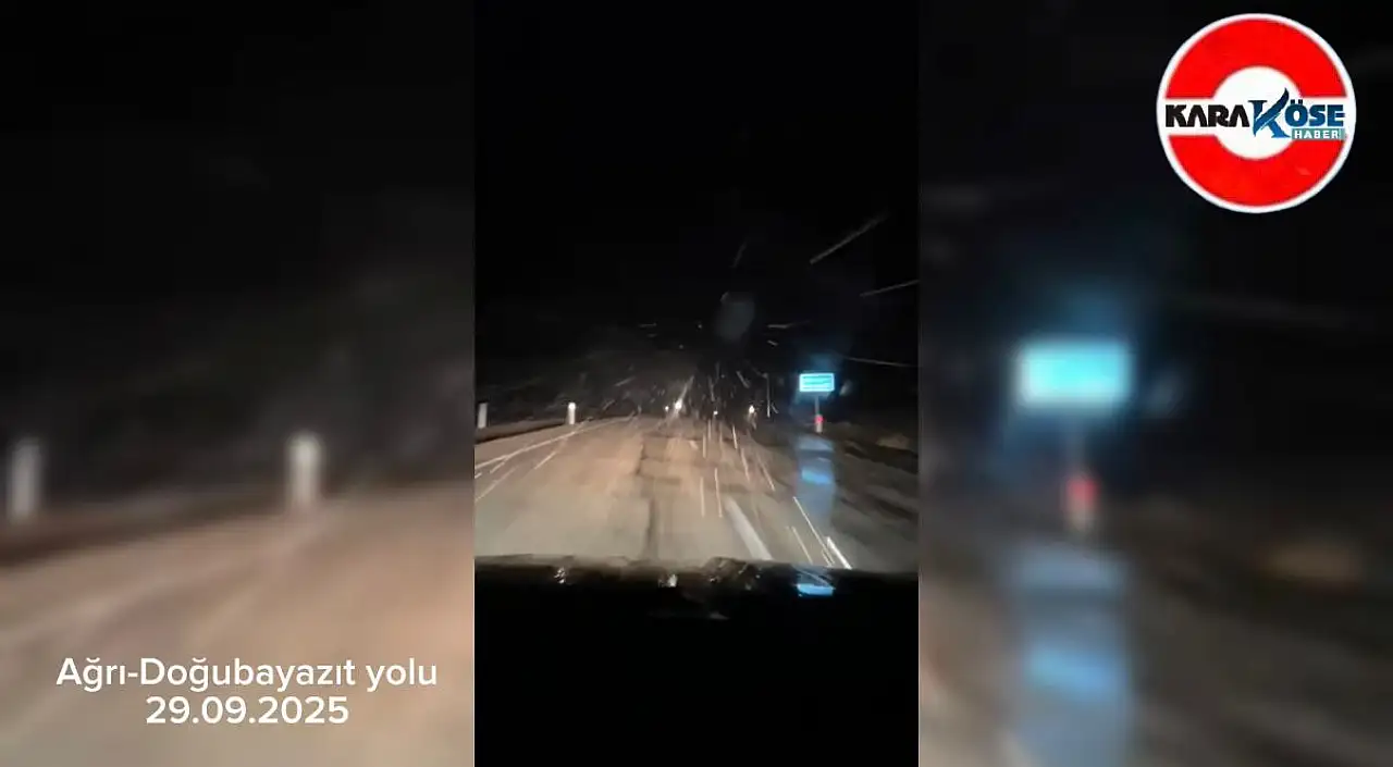 Ağrı–Doğubayazıt yolunda mevsimin ilk karı görüldü