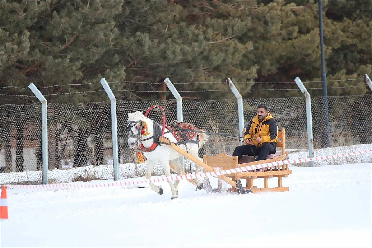 Erzurum'da geleneksel atlı kızak şöleni nefes kesti