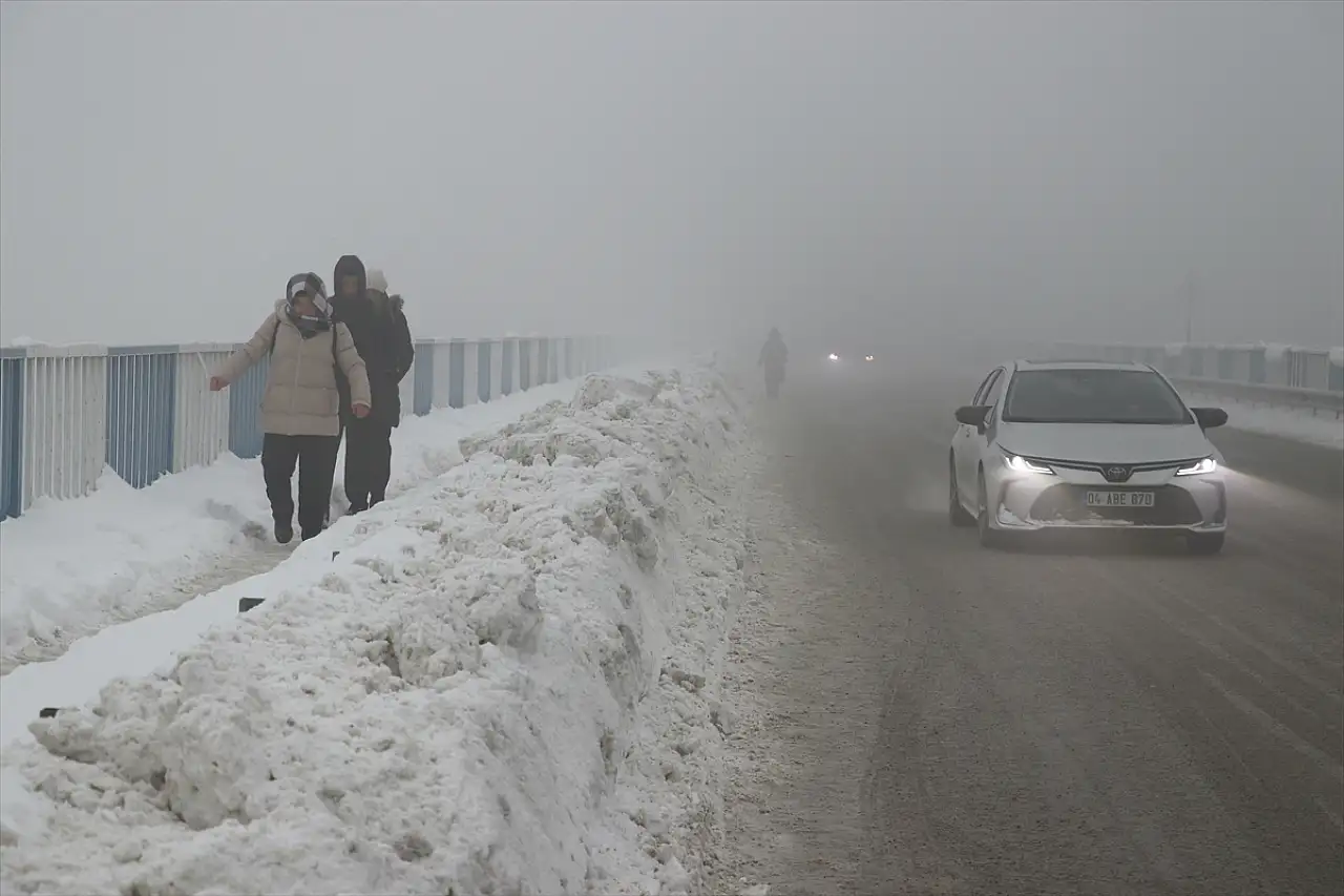 Ağrı'da sabahın erken saatlerinde kırağı ve sis etkili oldu