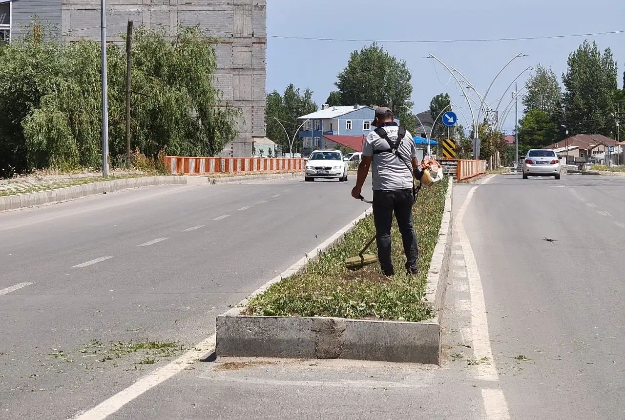 Ağrı Belediyesi ekipleri yeşil alanlarda bakım çalışmalarını sürdürüyor