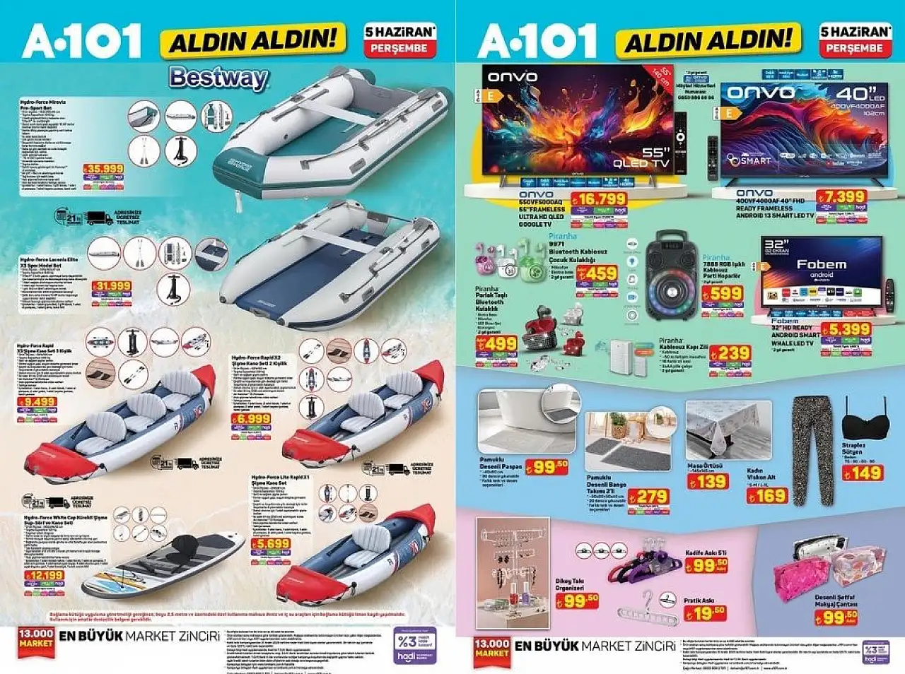 A101'DE BÜYÜK PATLAMA! 5 HAZİRAN'DA ŞİŞME HAVUZDAN KANOYA, MOTORLARDAN PLAJ ŞEMSİYESİNE ŞOK FIRSATLAR!