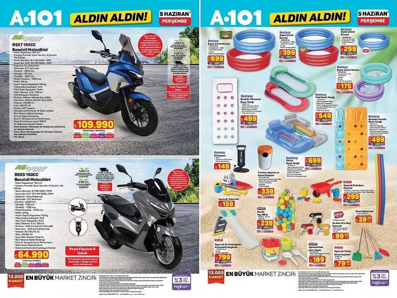 A101'DE BÜYÜK PATLAMA! 5 HAZİRAN'DA ŞİŞME HAVUZDAN KANOYA, MOTORLARDAN PLAJ ŞEMSİYESİNE ŞOK FIRSATLAR!