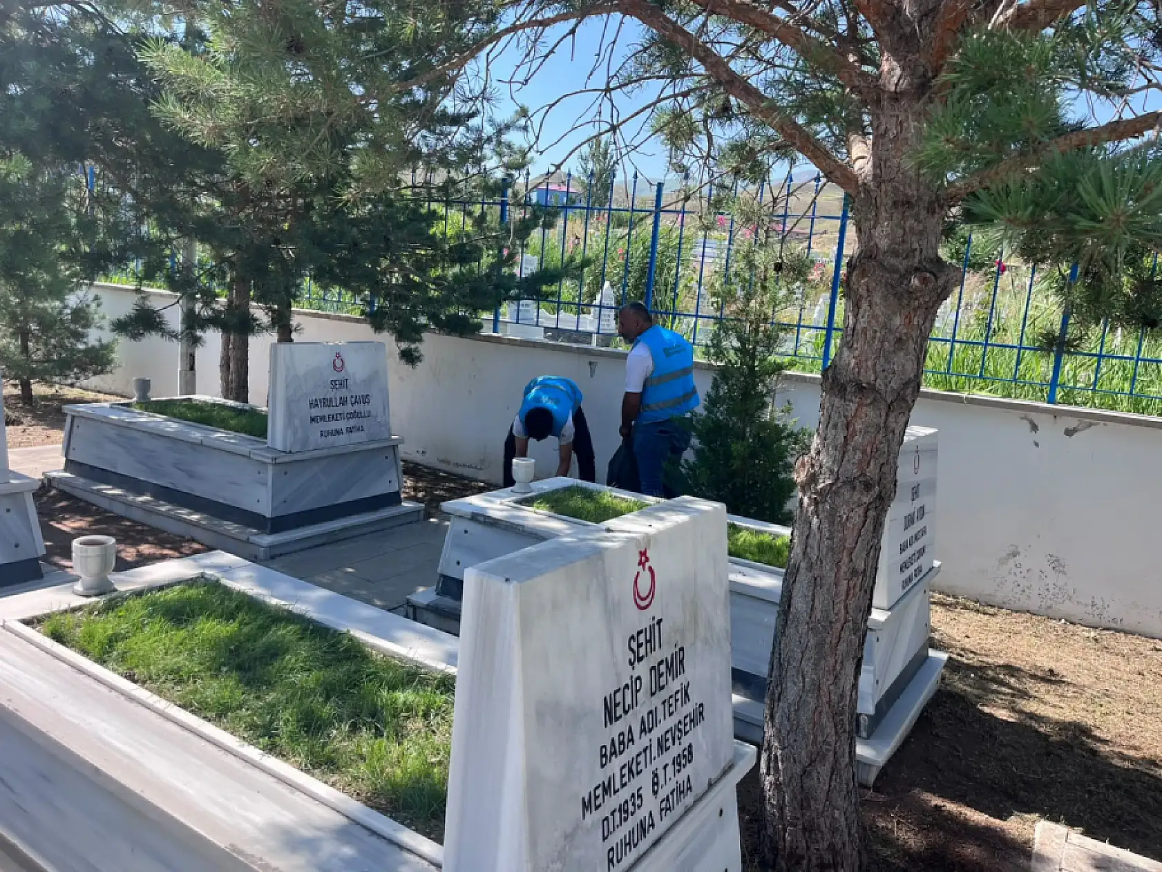 Doğubayazıt'ta 15 Temmuz öncesi şehitlikte anlamlı temizlik çalışması