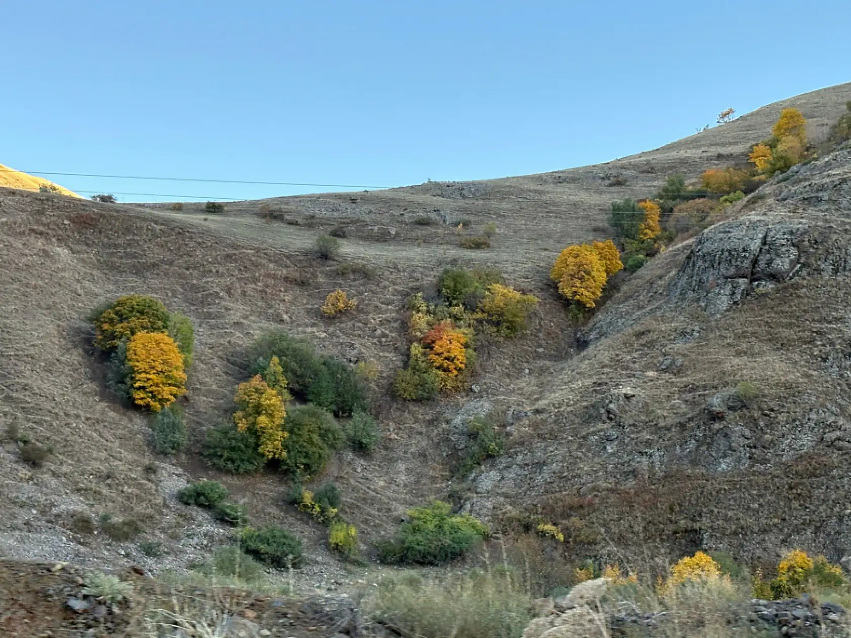 Ağrı-Erzurum kara yolu sonbahar renklerine büründü