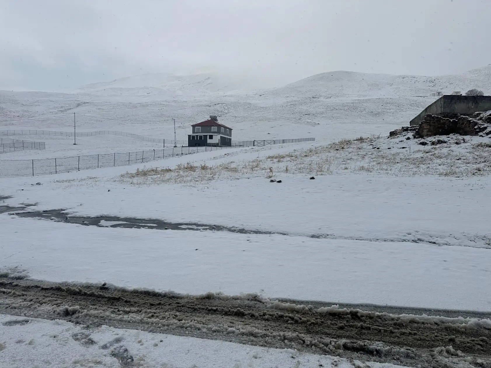 Ağrı'da yağmur kara döndü, köyler beyaza büründü