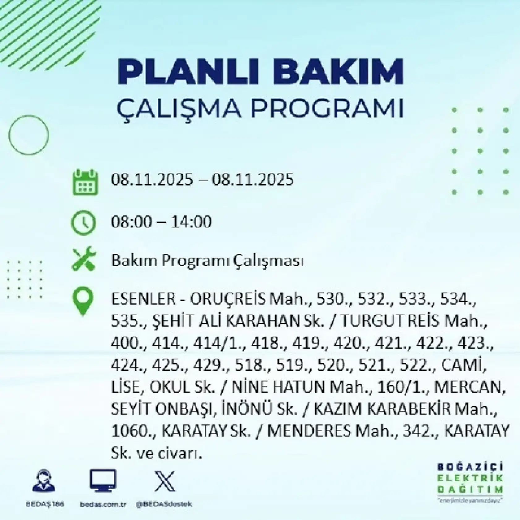 İstanbul'da 8 Kasım'da Elektrik Kesintisi: Bakım ve Altyapı Çalışmaları Nedeniyle Kesintiler Olacak!