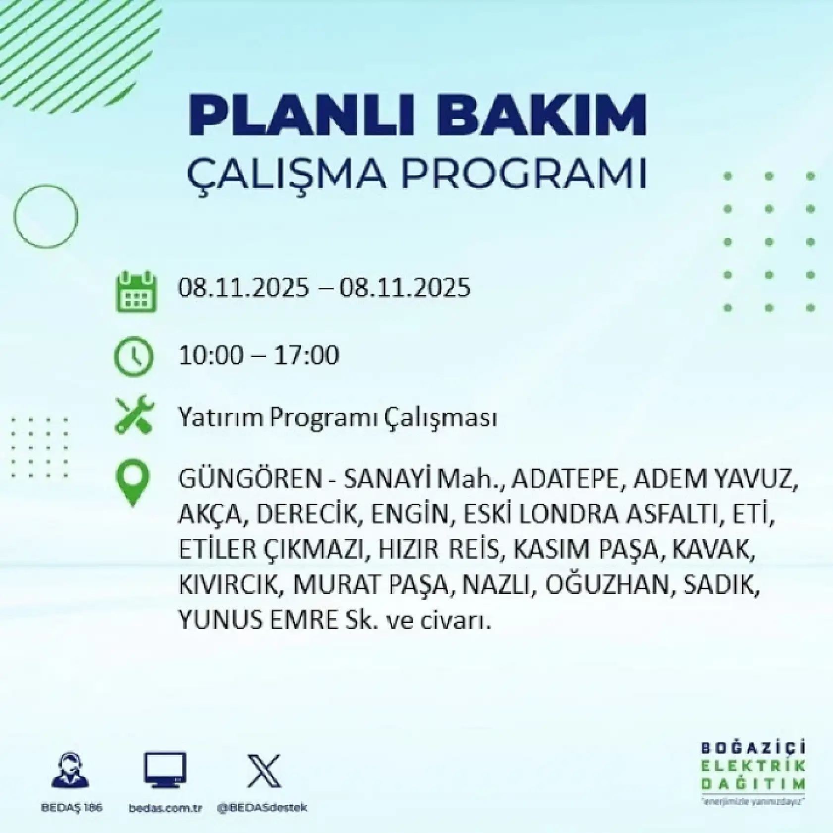 İstanbul'da 8 Kasım'da Elektrik Kesintisi: Bakım ve Altyapı Çalışmaları Nedeniyle Kesintiler Olacak!