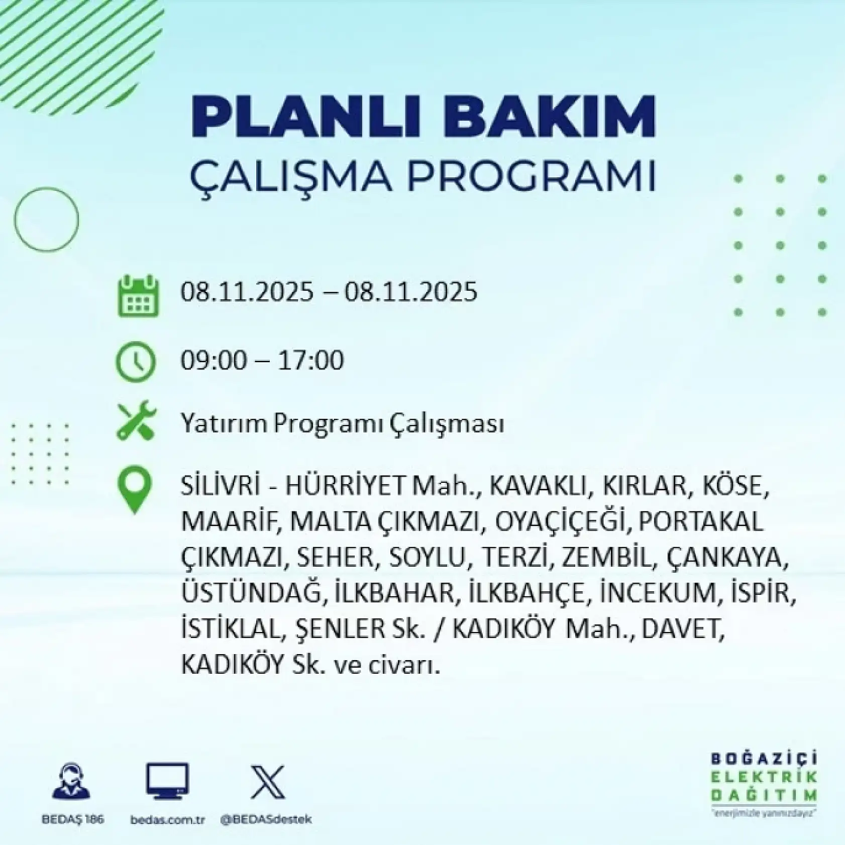 İstanbul'da 8 Kasım'da Elektrik Kesintisi: Bakım ve Altyapı Çalışmaları Nedeniyle Kesintiler Olacak!