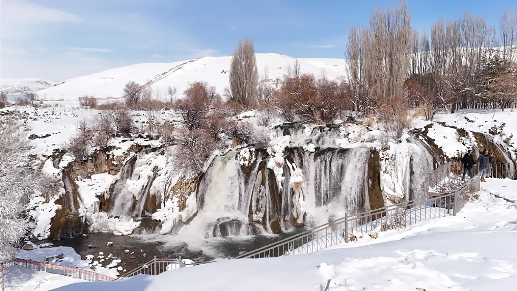 Doğunun incisi Muradiye Şelalesi dondu
