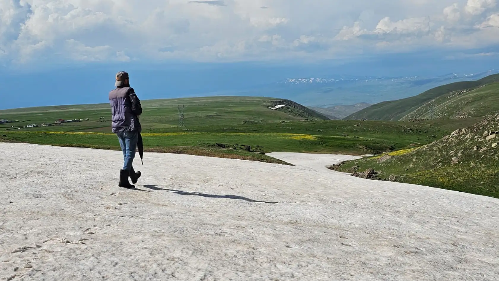 Ağrı'da haziranda kar ve yeşil bir arada