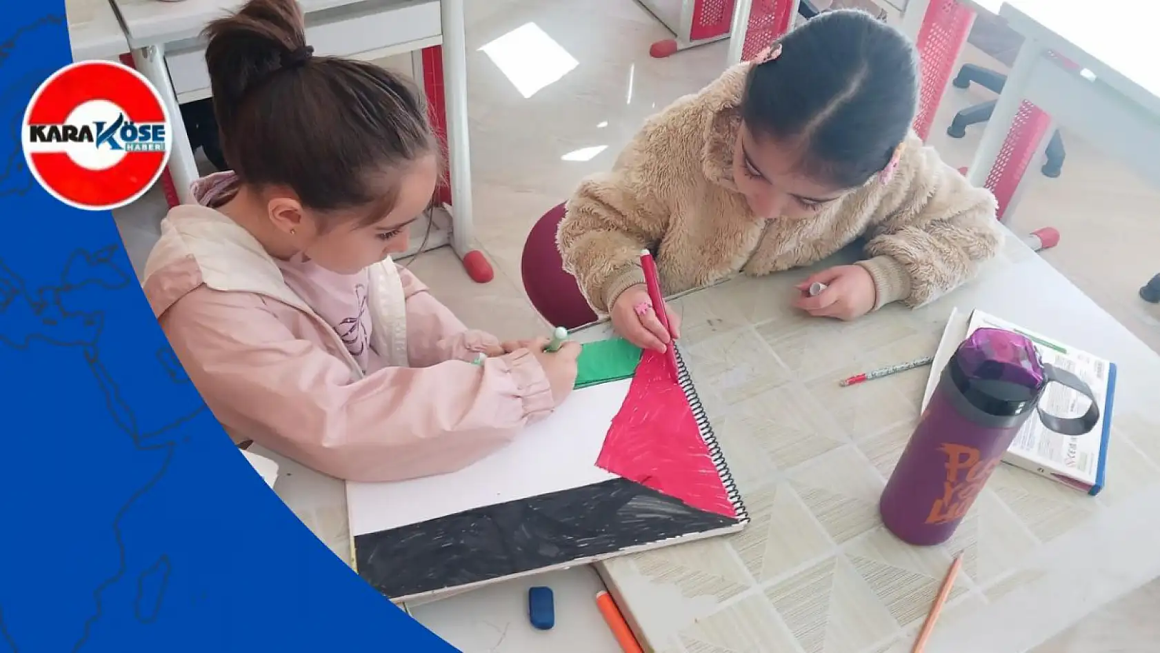 Ağrı Doğa Koleji'nde çocuklar barışın rengini çizdi