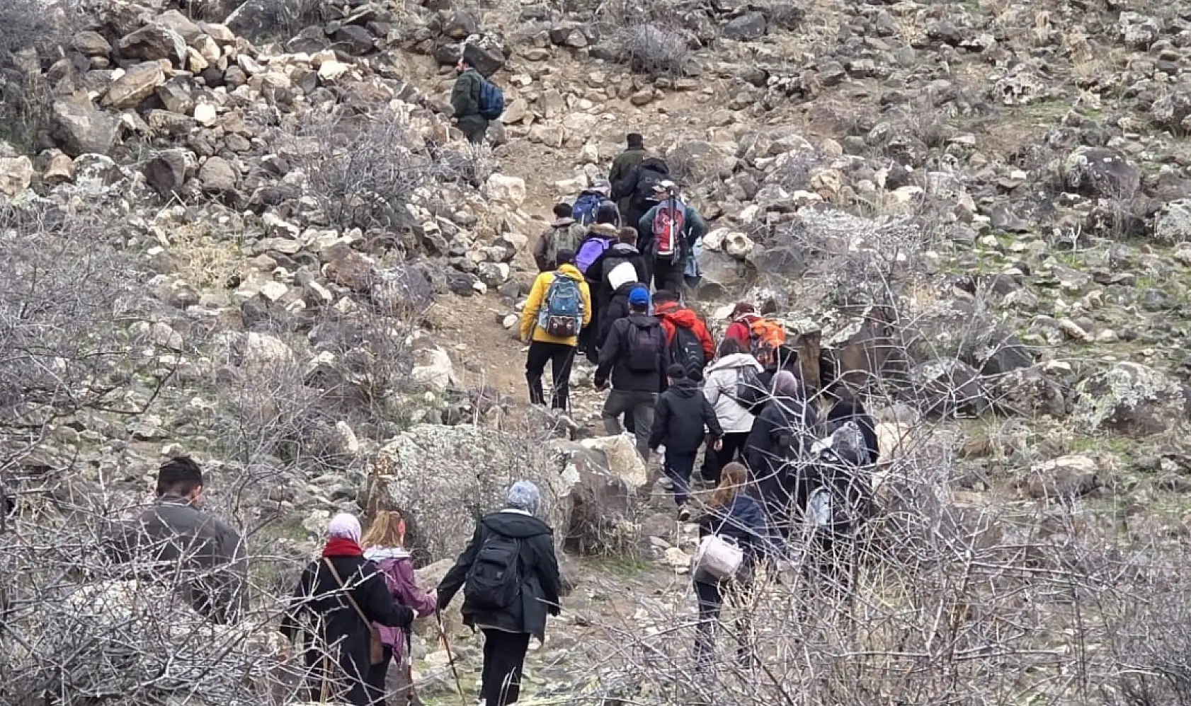 Ağrı Dağı eteklerinde hem gezdiler hem çiriş otu topladılar