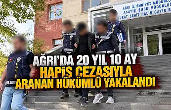 Ağrı'da 20 yıl 10 ay hapis cezasıyla aranan hükümlü yakalandı