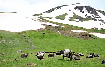 Ağrı'da 3 bin rakımlı zirvelerde yaz ve kış aynı anda yaşanıyor