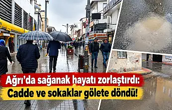 Ağrı'da sağanak hayatı zorlaştırdı: Cadde ve sokaklar gölete döndü