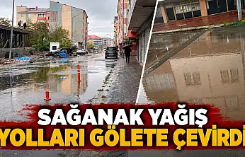 Ağrı'da sağanak yağış yolları gölete çevirdi