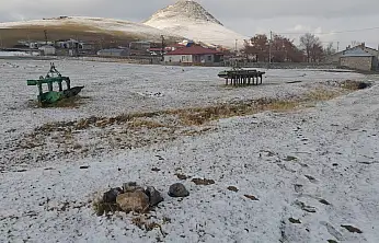 Ağrı'da tarlalar mevsimin ilk karıyla beyaz örtüyle kaplandı