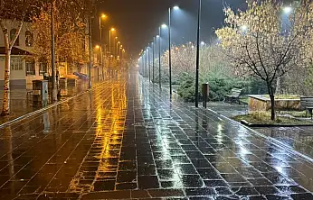 Ağrı'da yağmur, Tahir Elçi Meydanı'nda güzel görüntüler oluşturdu