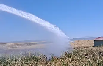 Ağrı'da yol kenarında çıkan ot yangını büyümeden söndürüldü