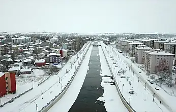 Ağrı'nın karlı manzarası havadan görüntülendi