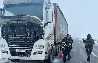 Ağrı şehir merkezine girmek üzereyken tır alev aldı