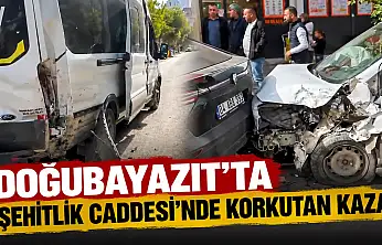 Doğubayazıt'ta Şehitlik Caddesi'nde korkutan kaza