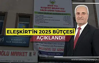 Eleşkirt Belediyesi 2025 yılı bütçesini kamuoyuyla paylaştı