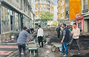 Patnos'ta yol çalışması öncesi kaldırımlar yenileniyor