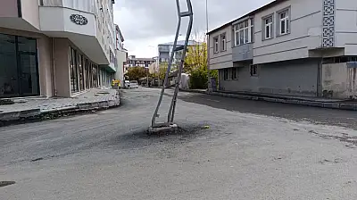 Ağrı'da yol ortasında kalan elektrik direği korkutuyor