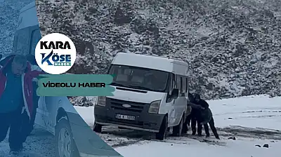 Doğubayazıt'ta kar sürprizi: Doğa severler servis aracını iterek kurtardı