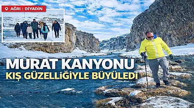 Karla kaplanan kanyon, doğa tutkunlarını ağırladı