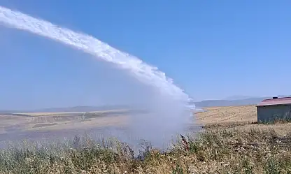 Ağrı'da yol kenarında çıkan ot yangını büyümeden söndürüldü