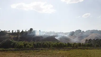 Bitlis'te etkinlik alanı yakınında çıkan yangın korkuttu
