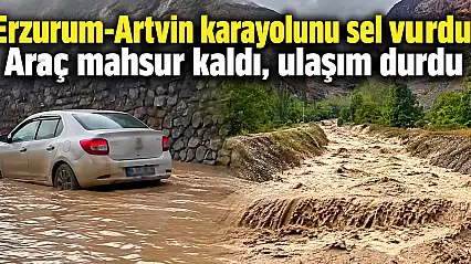 Erzurum-Artvin karayolunu sel vurdu