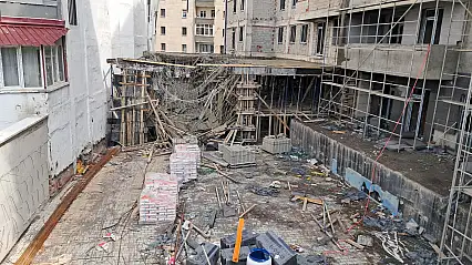 Erzurum'da inşaatta beton dökümü sırasında çökme: 2 işçi yaralandı
