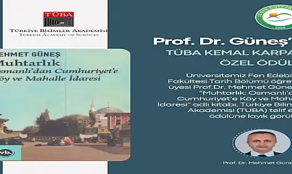 Iğdır Üniversitesi Akademisyenine TÜBA Bilimsel Telif Eser Ödülü