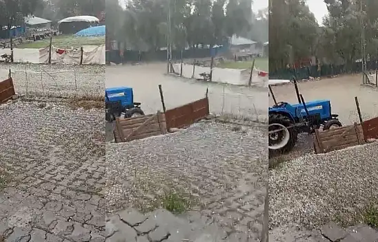 Ağrı'nın Dede Maksut Köyünde Dolu Yağışı
