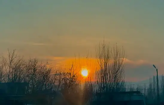 Ağrı'da -15 derecede gün batımı güzelliği