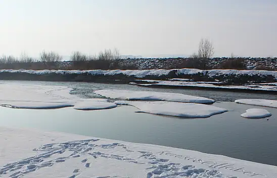Ağrı'da karla kaplı adacıklar ilgi odağı oldu