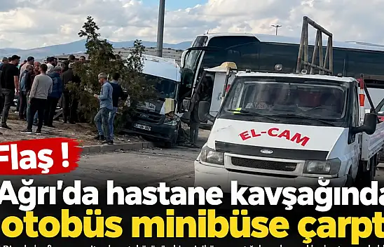 Ağrı'da otobüs minibüse çarptı: Çok sayıda yaralı var