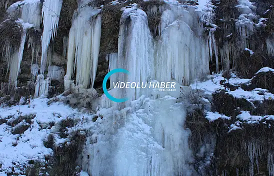 Ağrı'nın gizli şelaleleri buzdan heykelleri andırdı