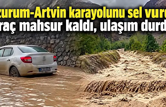 Erzurum-Artvin karayolunu sel vurdu