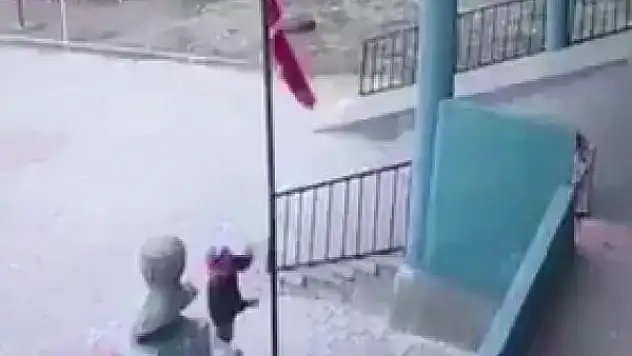 Ağrı'da koyun otlatan çocuğun bayrak hassasiyeti takdir topladı