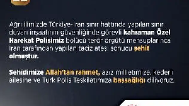 Ağrı sınırında çatışma 1 Şehit