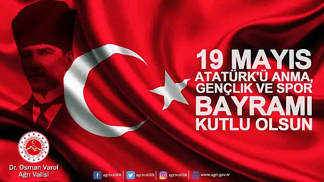 Vali Varol'dan 19 Mayıs Atatürk'ü Anma Gençlik ve Spor Bayramı kutlama mesajı