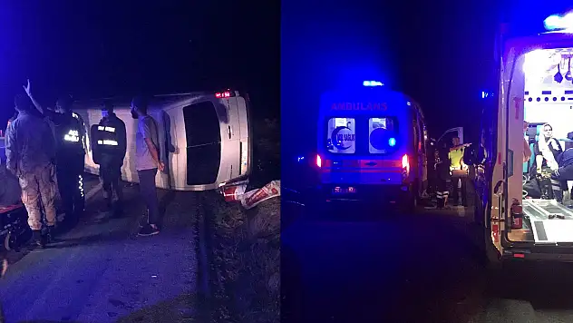 Ağrı'ya düğün için gelen midibüs yan yattı: 9 yaralı