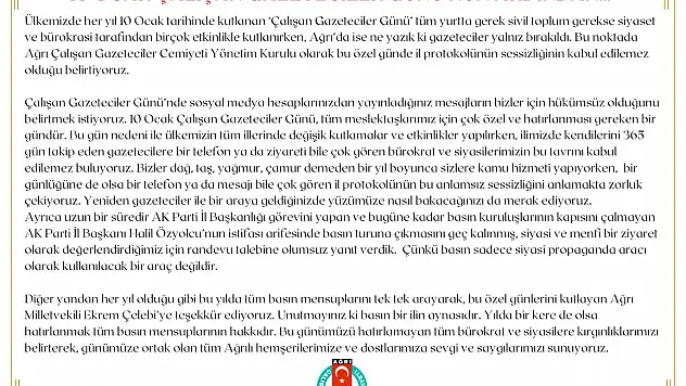 AÇGC'den 10 Ocak Çalışan Gazeteciler Günü için açıklama