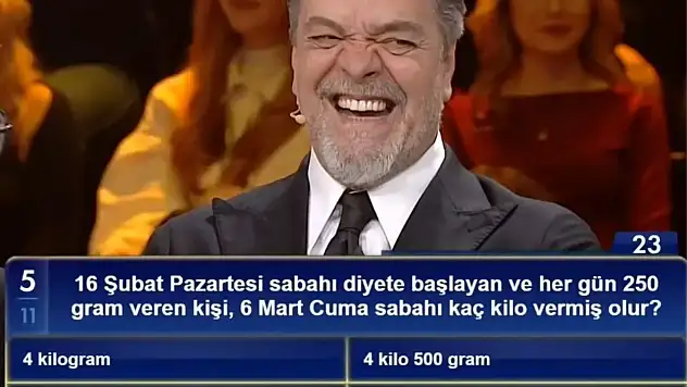 16 Şubat Pazartesi sabahı diyete başlayan ve her gün 250 gram veren kişi, 6 Mart Cuma sabahı kaç kilo vermiş olur?