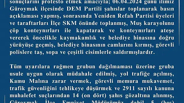 Bitlis'te polisle göstericiler arasında olaylar çıktı