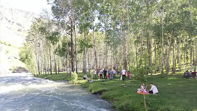 Van'da vatandaşlar Müküs Çayı kıyısında serinliyor
